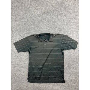 Dunning Golf Polo Shirt Men's Medium Black Stripe Short Sleeve Button Iron Horse